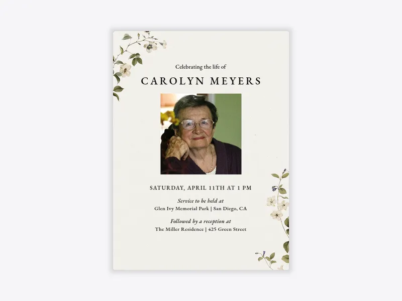 Delicate Vines (Photo) - funeral_memorial_service - Invitation