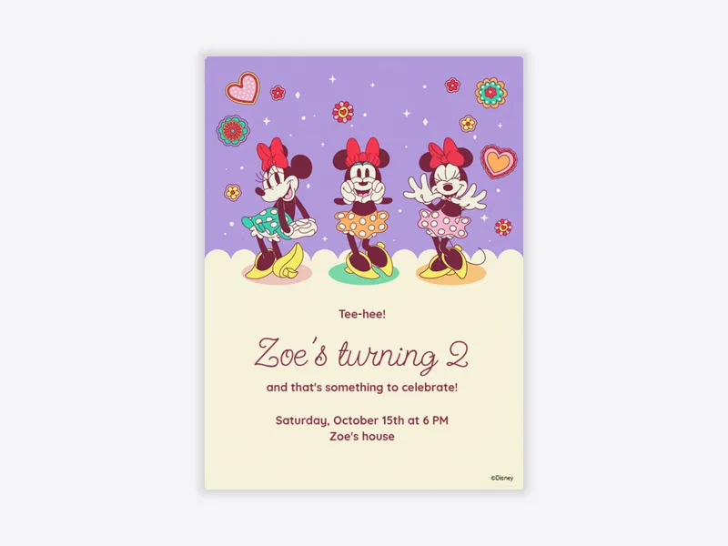 Disney’s Minnie Mouse: Retro Minnie 2nd Birthday - featured - Invitation