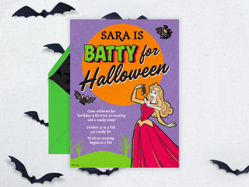 Disney’s Sleeping Beauty: Batty Halloween - halloween - Invitation