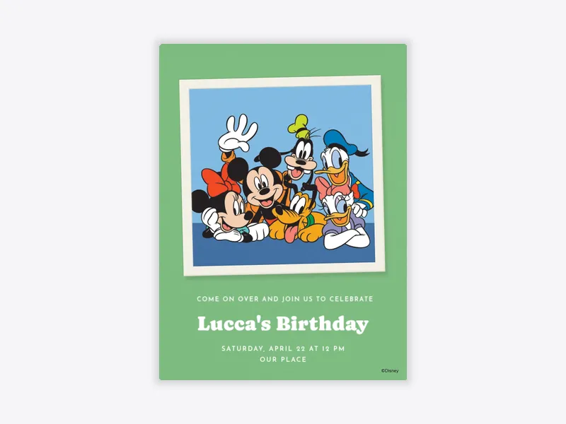 Disney’s Mickey Mouse & Friends: Group Snapshot - birthday_forkids - Invitation