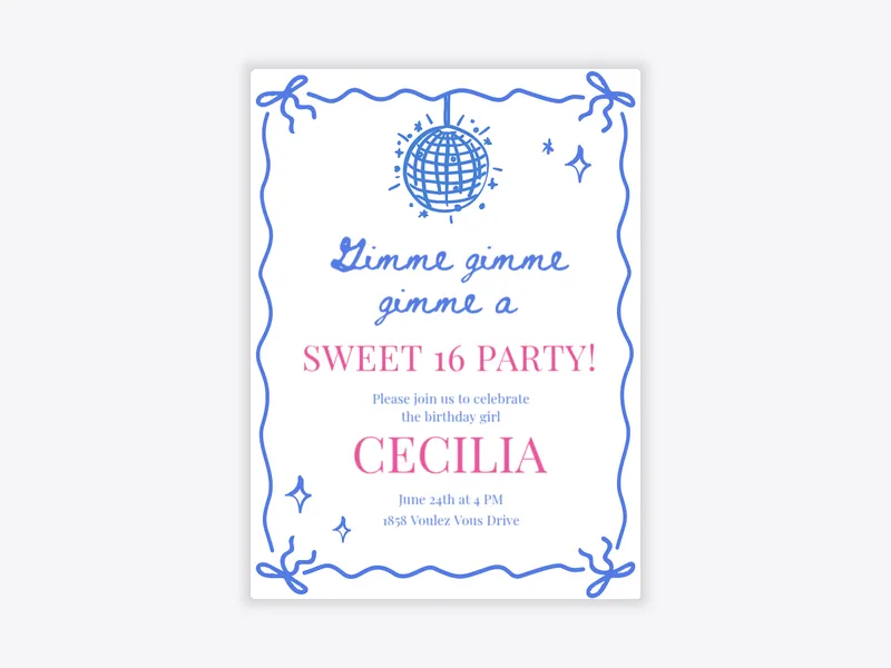 Disco Doodles - sweet_sixteen - Invitation