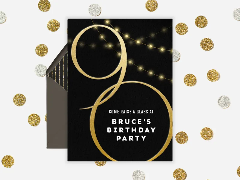 Elegant String Lights - 90th_birthday - Invitation