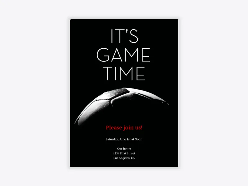 Game Time - soccer - Invitation