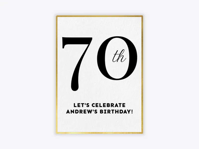 Gold and Black Milestone - 70th_birthday - Invitation