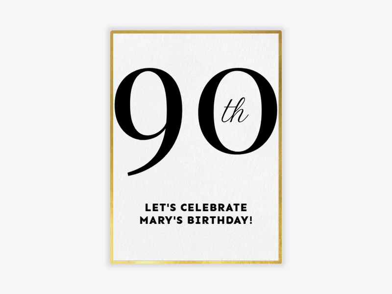 Gold and Black Milestone - 90th_birthday - Invitation