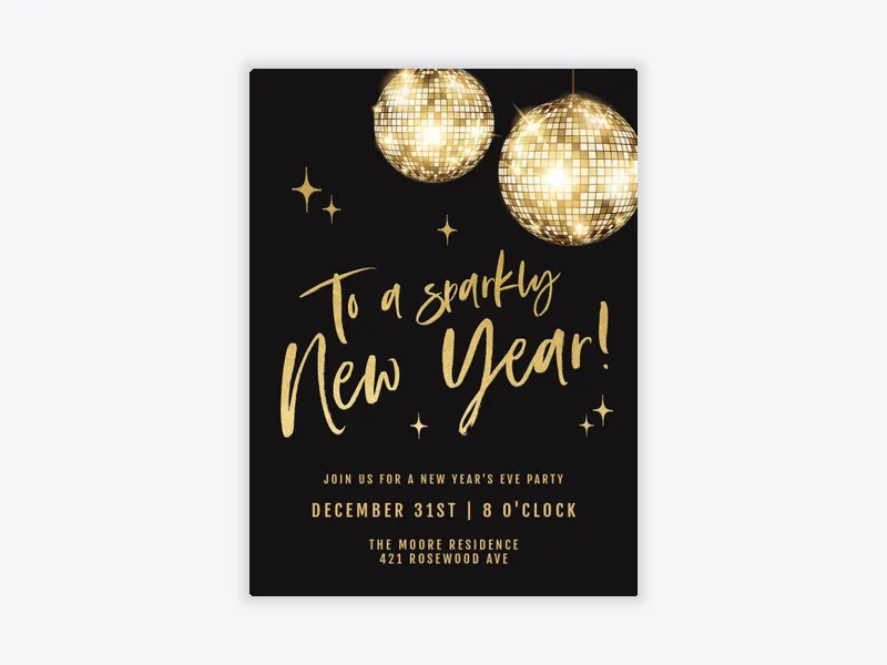 Gold on Black Disco - new_years - Invitation
