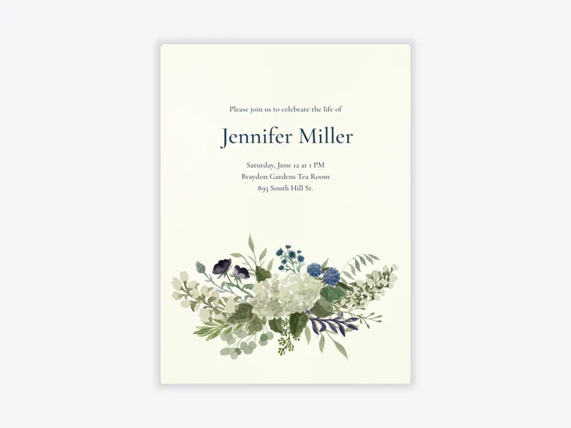 Green Floral Watercolor - funeral_memorial_service - Invitation