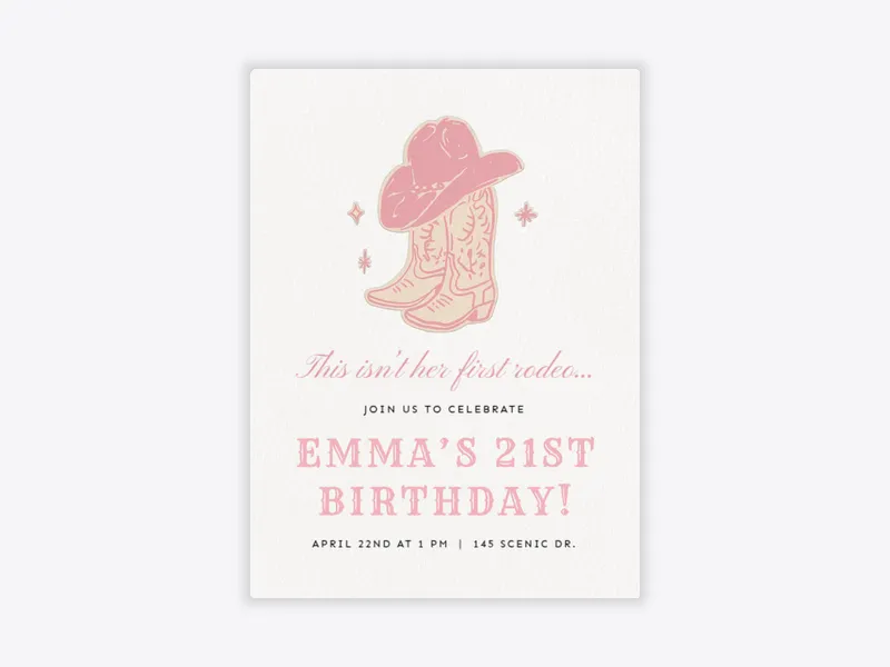 Pink Howdy Partner - 21st_birthday - Invitation