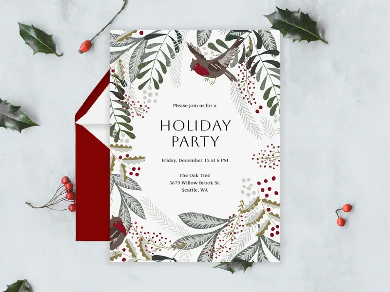 Laura Ashley: Festive Robin - winter - Invitation