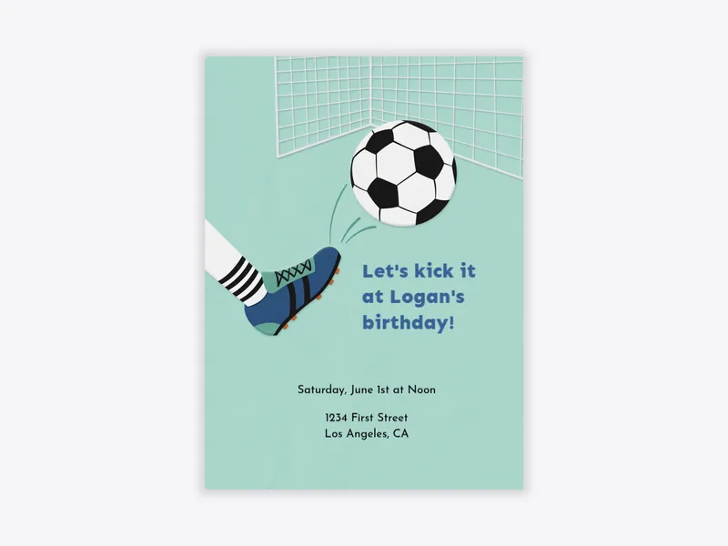 Let's Kick It Soccer - soccer - Invitation