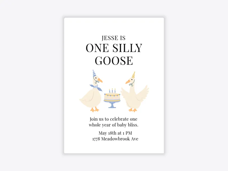 Little Goose 1st Birthday - babys_first - Invitation