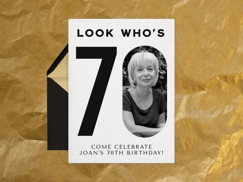 Modern Black & White (Photo) - 70th_birthday - Invitation
