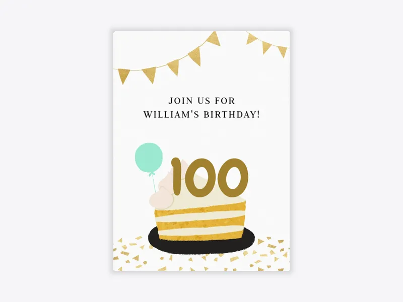 Milestone Piece of Cake 100th Birthday - 100th_birthday - Invitation