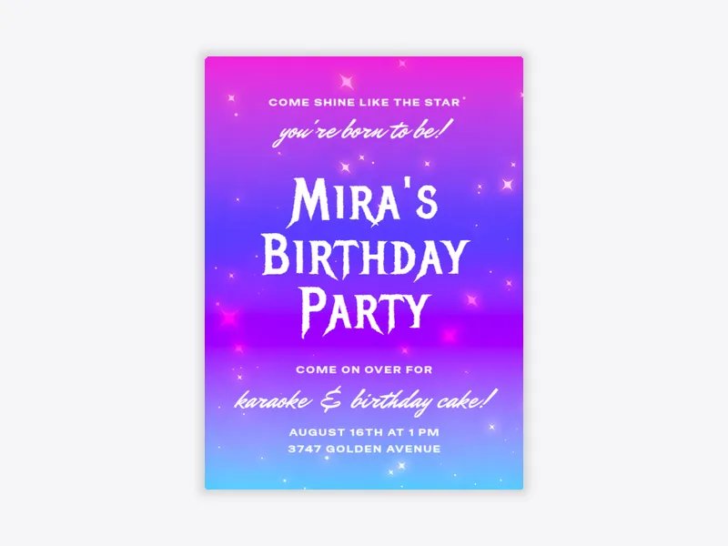 KPop Sparkle - 9th_birthday - Invitation