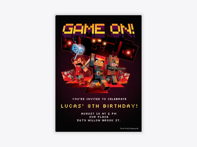 Minecraft: Dungeons 8th Birthday - featured - Invitation