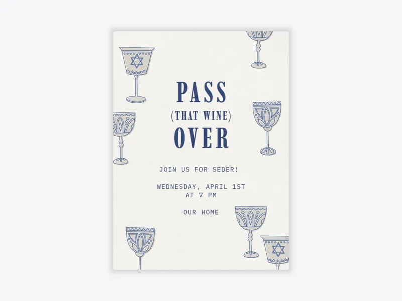 Pass That Wine Over - passover - Invitation