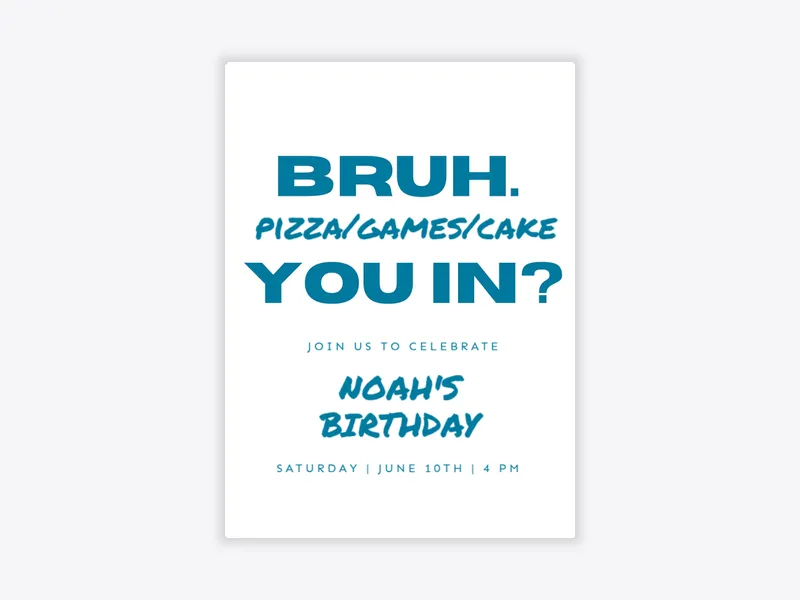 Blue Party Bruh - 10th_birthday - Invitation