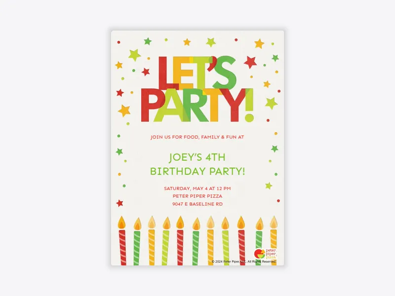 Peter Piper Pizza: Let’s Party! - featured - Invitation