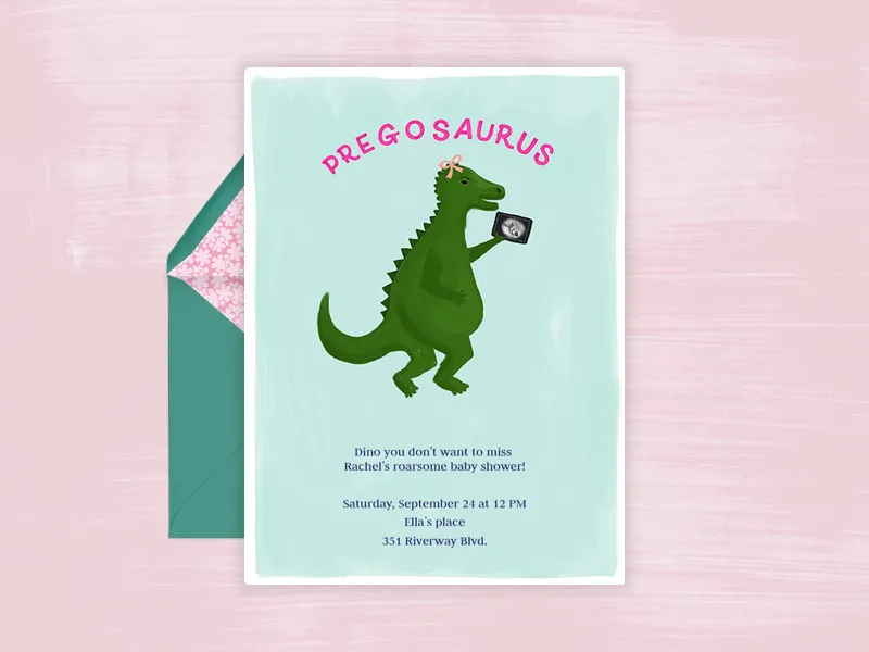 Pregosaurus - baby_shower - Invitation