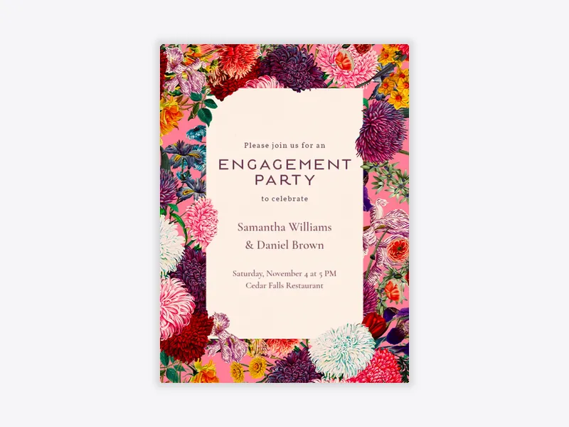 Pink Chrysanthemum - engagement - Invitation