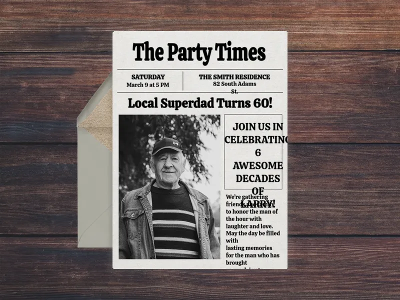 Read All About It (Photo) 60th Birthday - birthday_milestones - Invitation