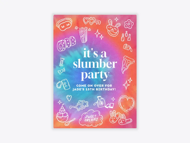 Rainbow Slumber Party Supplies - featured - Invitation