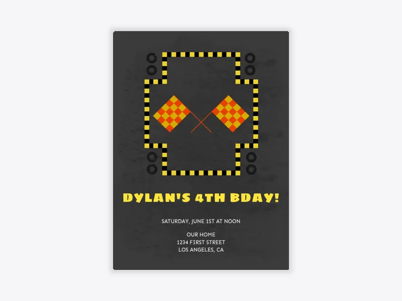 Race Track 4th Birthday - featured - Invitation