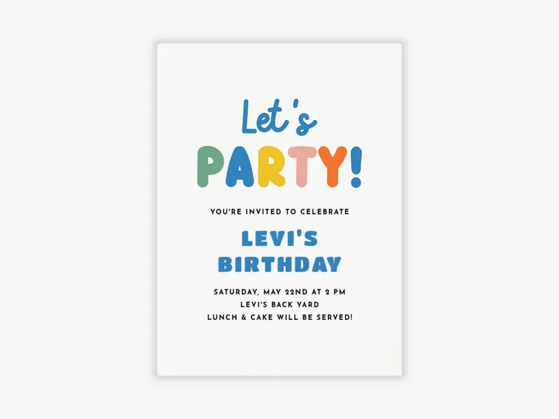 Blue Rainbow Palooza - birthday - Invitation
