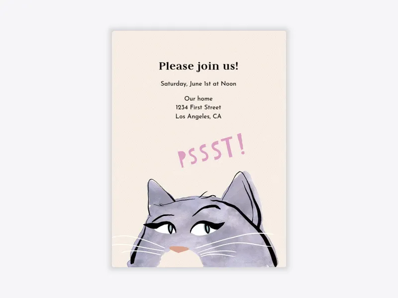 Pssst Cat - surprise_party - Invitation