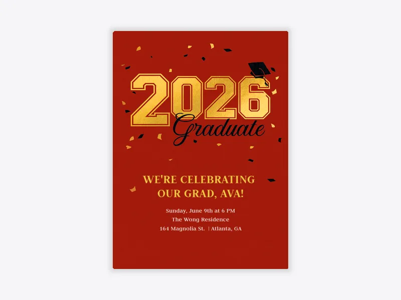 Cardinal Festive Graduate - featured - Invitation