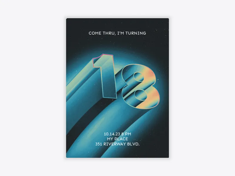 Blue 18 & Awesome - 18th_birthday - Invitation