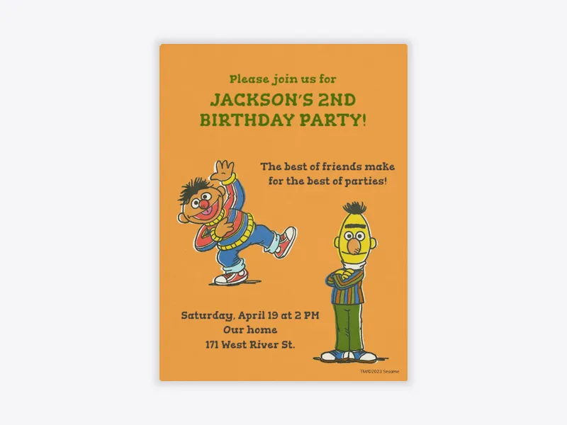 Sesame Street: Bert and Ernie 2nd Birthday - sesame_street - Invitation