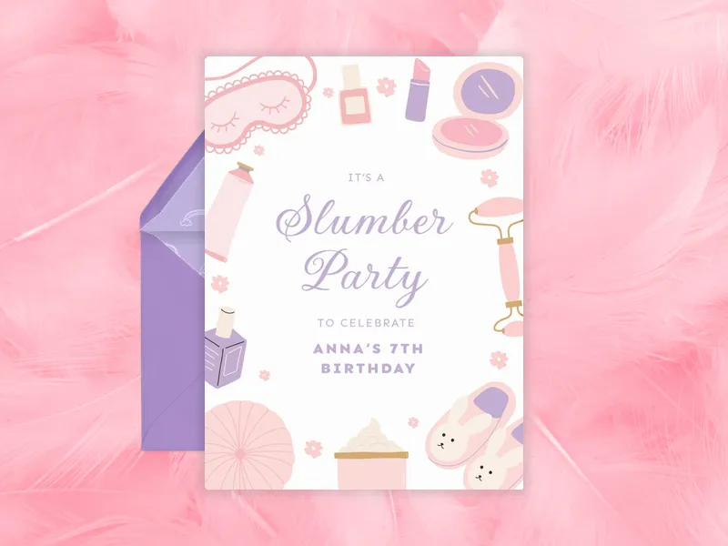 Slumber Party Pampering 7th Birthday - featured - Invitation