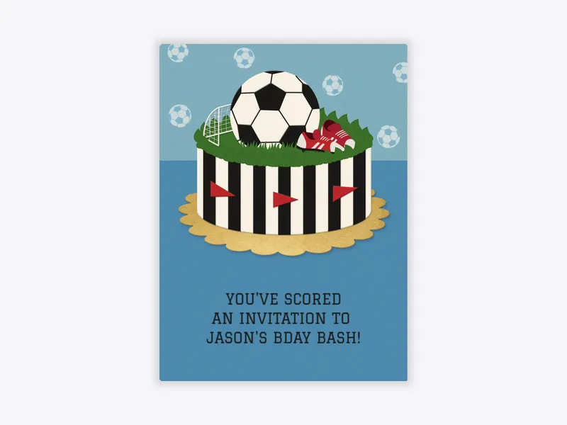 Soccer Birthday Cake - soccer - Invitation