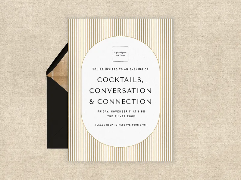 Simple Pinstripe (Logo) - cocktail_party - Invitation