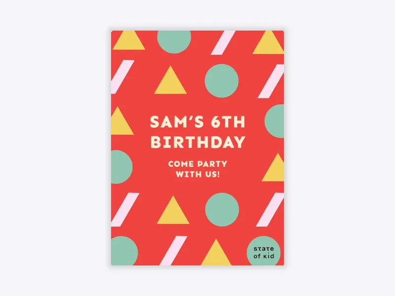 State of Kid: Red Geometric Fun - state_of_kid - Invitation