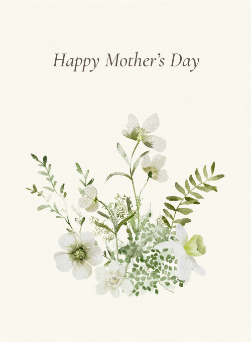 White Flowers & Greenery - mothers_day_cards - Card