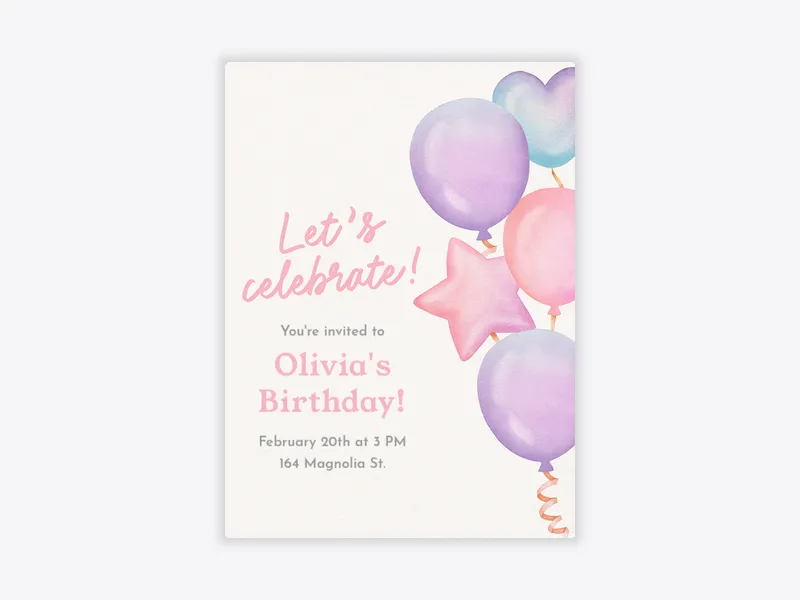 Pink Watercolor Whimsy - birthday - Invitation
