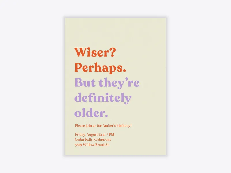 Wiser & Older Birthday - 40th_birthday - Invitation