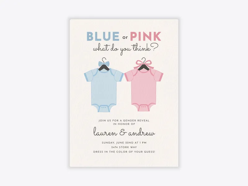 Blue? Pink? What Do You Think? - gender_reveal - Invitation