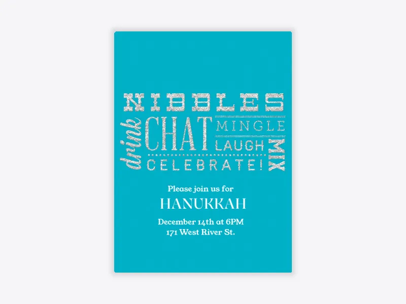 Blue Glitter Font - hanukkah - Invitation