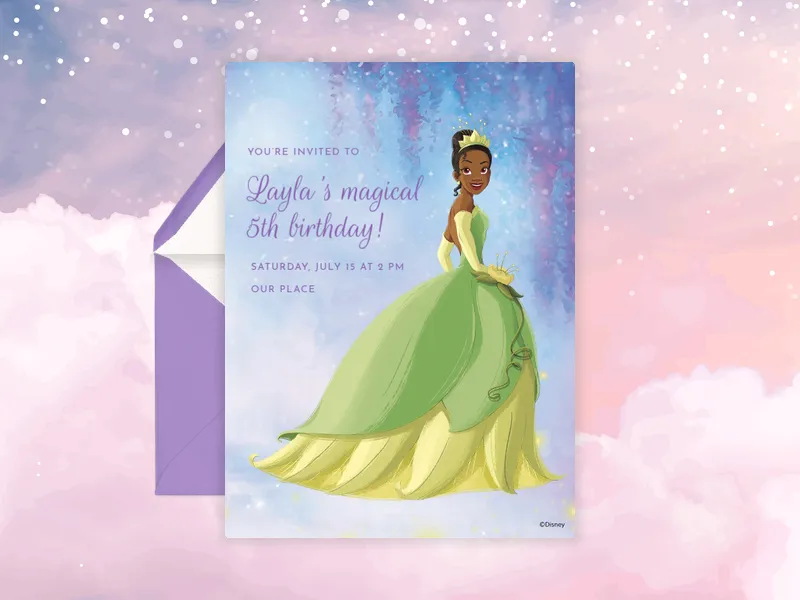 Disney’s The Princess and the Frog: Tiana 5th Birthday - featured - Invitation