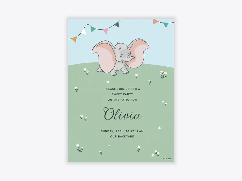 Disney’s Dumbo: Dumbo & Flowers - baby_shower - Invitation