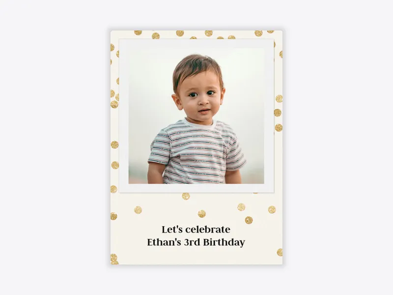 Golden Confetti (Photo) - 3rd_birthday - Invitation