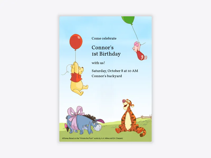 Disney’s Winnie the Pooh: Pooh & Pals - characters - Invitation