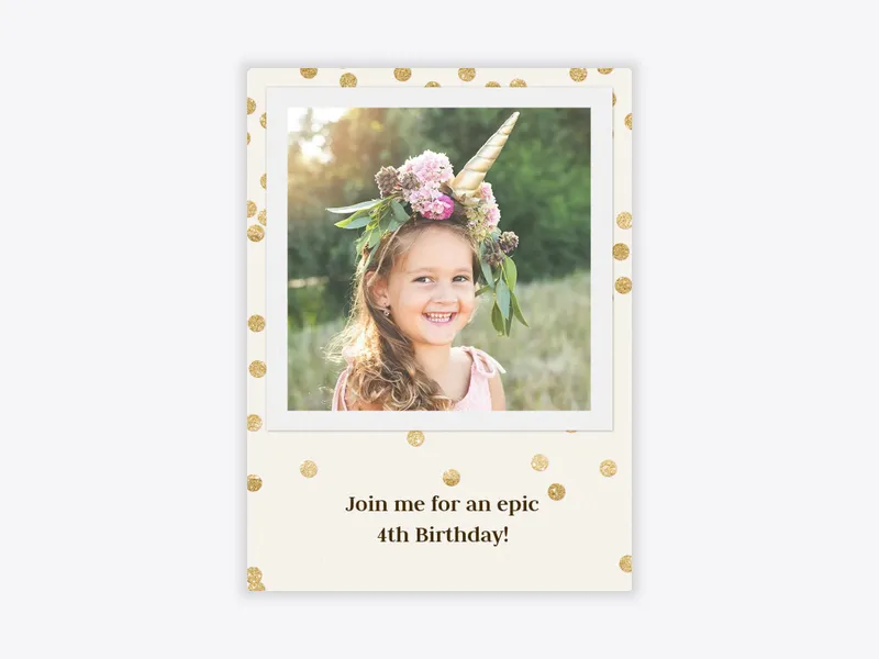 Golden Confetti (Photo) - 4th_birthday - Invitation