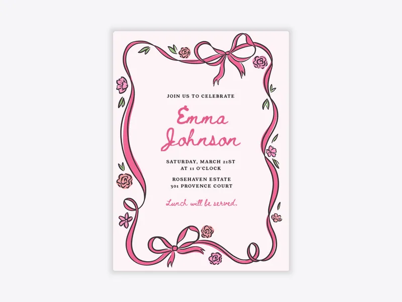 Floral Ribbon - sweet_sixteen - Invitation