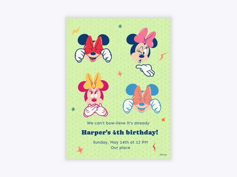 Disney’s Minnie Mouse: Pop Art Minnie 4th Birthday - featured - Invitation
