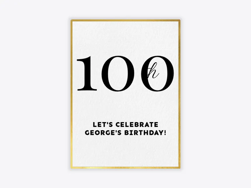Gold and Black Milestone - 100th_birthday - Invitation