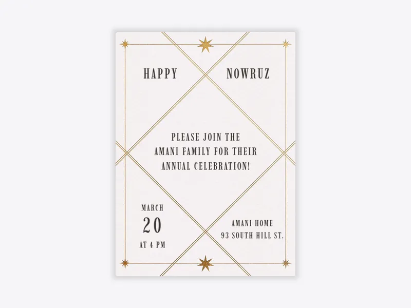 Geometric Gold Foil - nowruz - Invitation